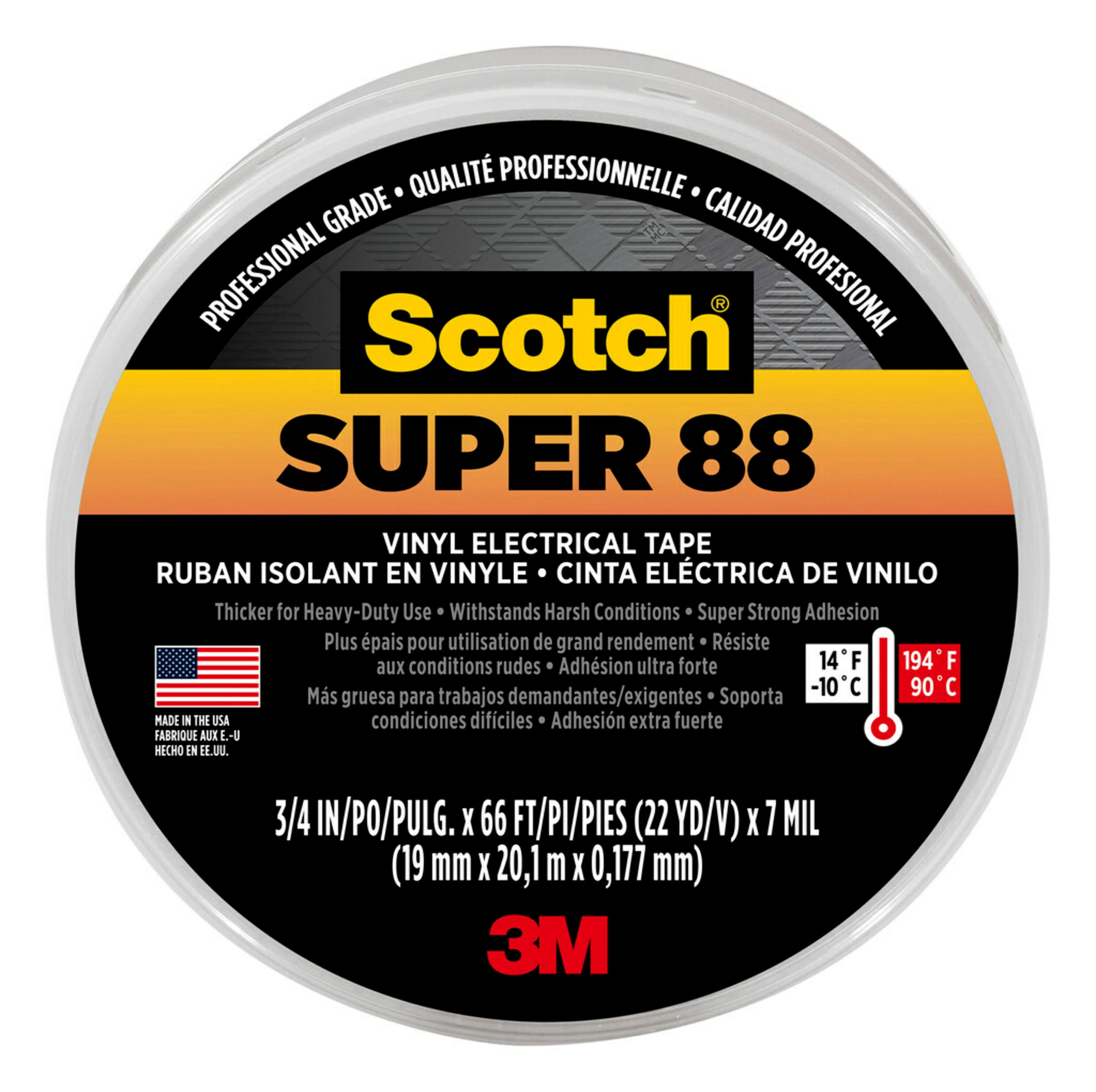 Scotch Super 88 Vinyl Electrical Tape, Black
